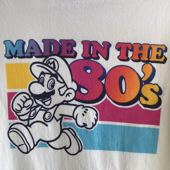 NWOT Nintendo Sz Small white Tee "Made in the 80s" Mario Brothers Graphic Tee - Picture 2 of 7